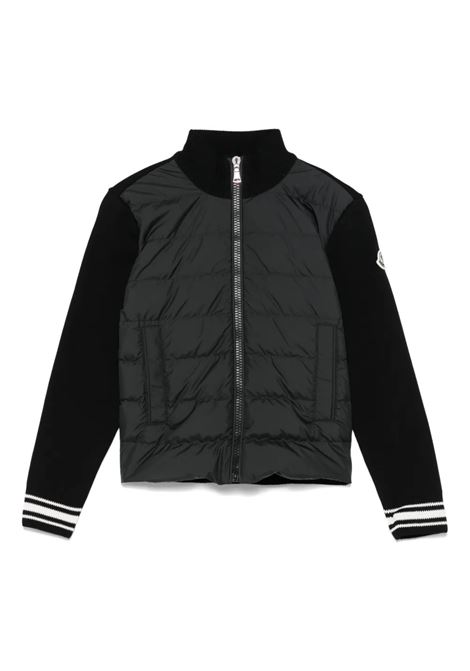 Cardigan Imbottito Nero Con Righe a Contrasto MONCLER ENFANT | 954-9B00005 M1367999